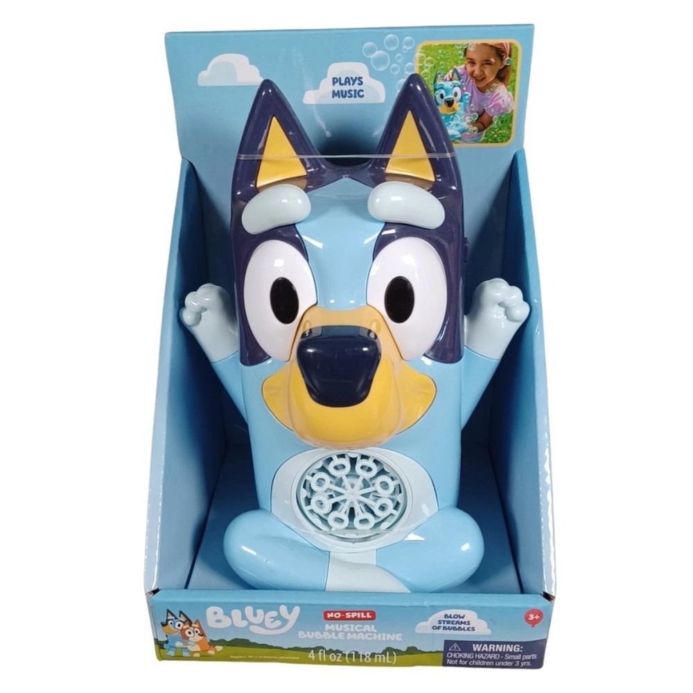 Bluey No-Spill Musical Bubble Machine Kids Outdoor Toy Plays Music Bin Deal